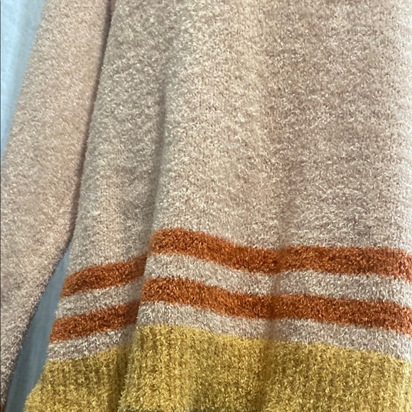 Women's Beige Sweater with Orange and Yellow Accents - Picture 3 of 6